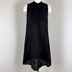 Good Earth Sustain Black Pintuck Bib Cotton Shift Dress